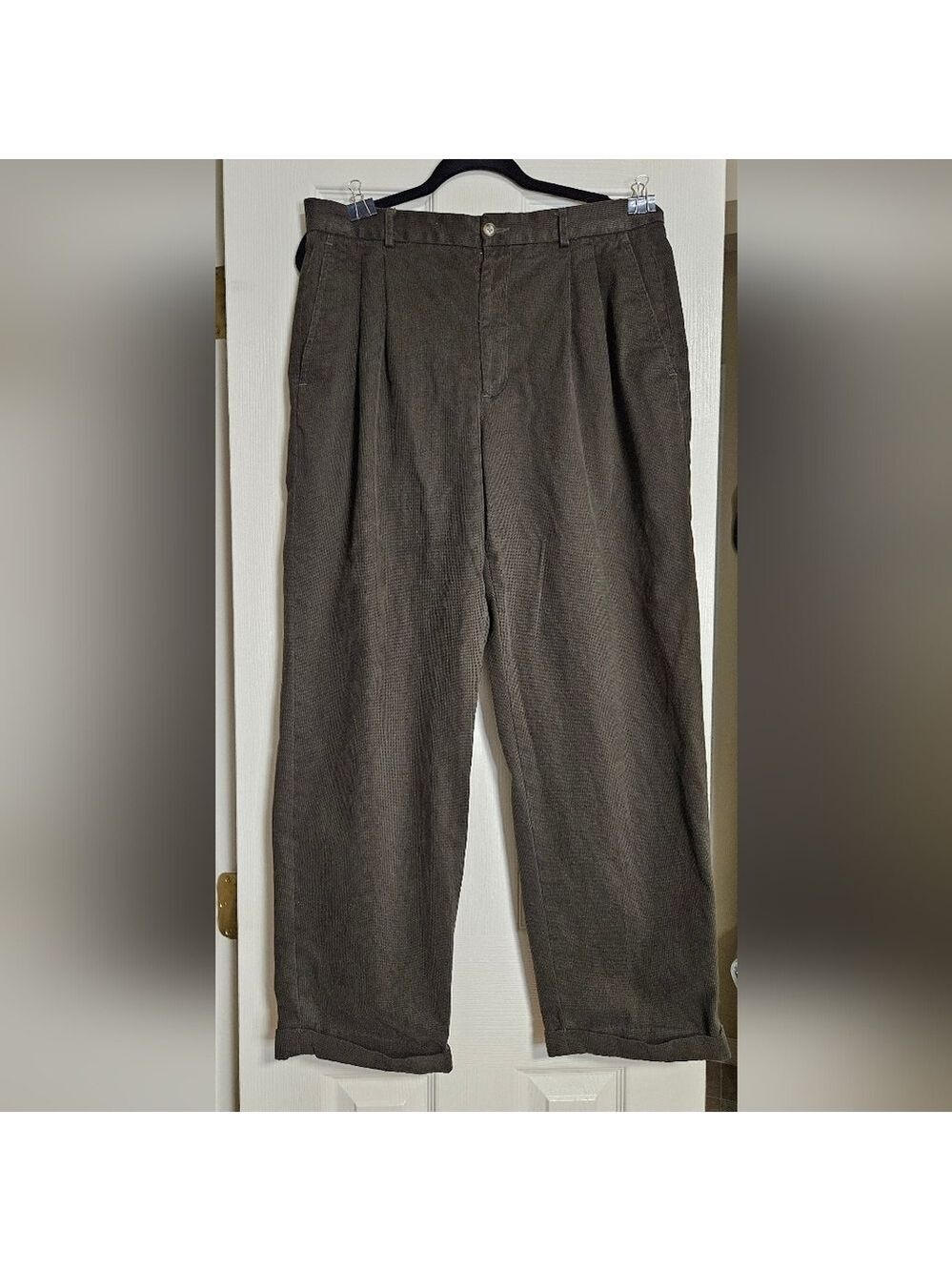 Men's Claiborne Classic Olive/Brown Corduroy Pants Size 35/30